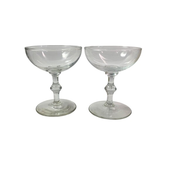 Vintage 1960s Libbey Georgian Clear Champagne Glass Sherbet Set Of 2 - Picture 3 of 8